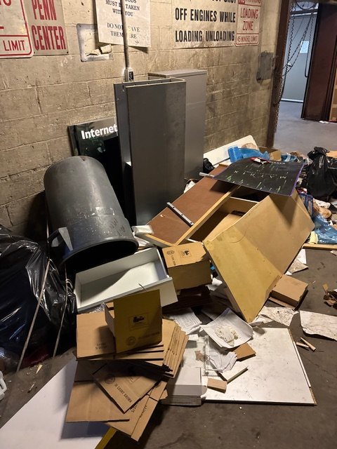 BEFORE - Junk removal from store in Center City with underground trash disposal.