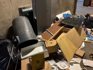 BEFORE - Junk removal from store in Center City with underground trash disposal.