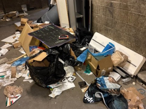 BEFORE - Junk removal from store in Center City with underground trash disposal.